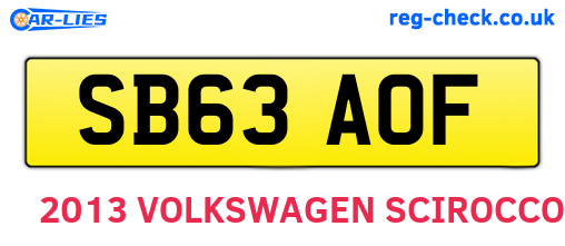SB63AOF are the vehicle registration plates.