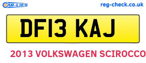 DF13KAJ are the vehicle registration plates.