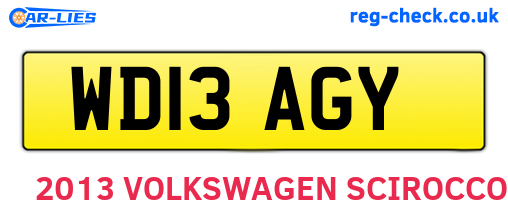 WD13AGY are the vehicle registration plates.