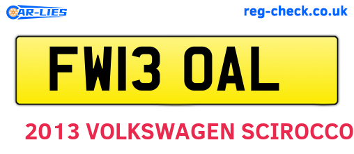 FW13OAL are the vehicle registration plates.