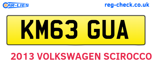 KM63GUA are the vehicle registration plates.
