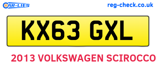 KX63GXL are the vehicle registration plates.