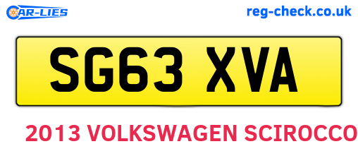 SG63XVA are the vehicle registration plates.