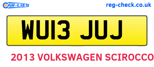 WU13JUJ are the vehicle registration plates.