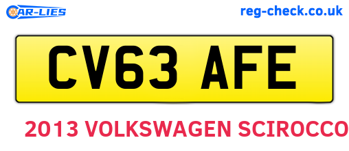 CV63AFE are the vehicle registration plates.