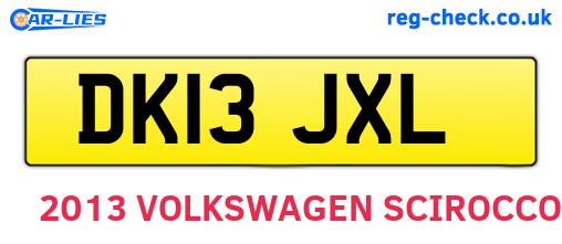 DK13JXL are the vehicle registration plates.