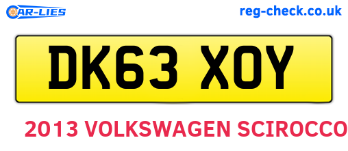 DK63XOY are the vehicle registration plates.