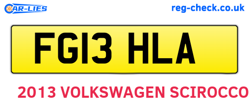 FG13HLA are the vehicle registration plates.