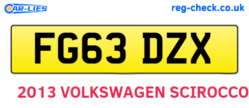 FG63DZX are the vehicle registration plates.