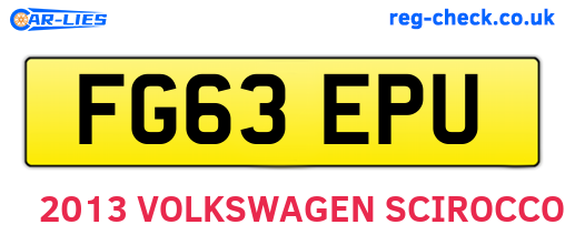 FG63EPU are the vehicle registration plates.