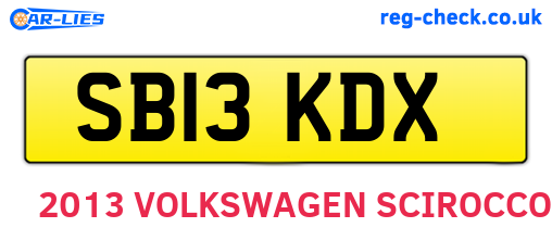 SB13KDX are the vehicle registration plates.