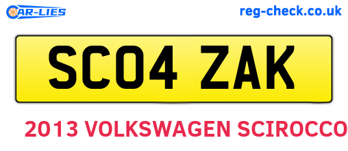 SC04ZAK are the vehicle registration plates.