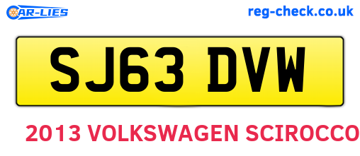 SJ63DVW are the vehicle registration plates.