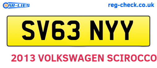 SV63NYY are the vehicle registration plates.
