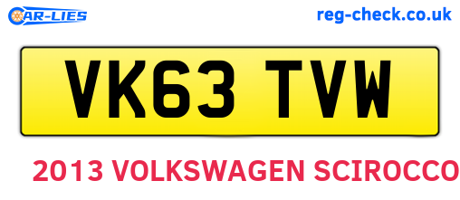 VK63TVW are the vehicle registration plates.
