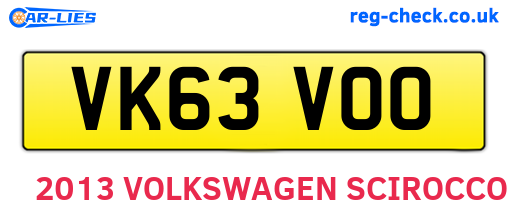 VK63VOO are the vehicle registration plates.