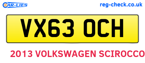 VX63OCH are the vehicle registration plates.