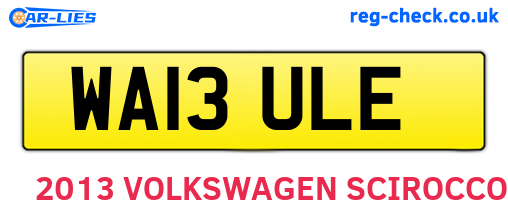 WA13ULE are the vehicle registration plates.