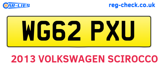 WG62PXU are the vehicle registration plates.