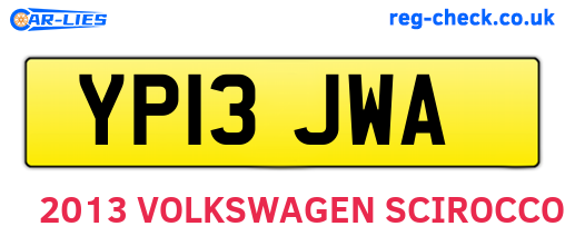 YP13JWA are the vehicle registration plates.