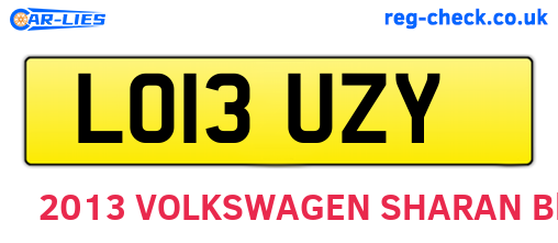 LO13UZY are the vehicle registration plates.