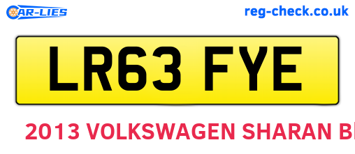 LR63FYE are the vehicle registration plates.