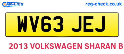 WV63JEJ are the vehicle registration plates.