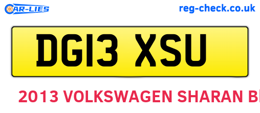DG13XSU are the vehicle registration plates.