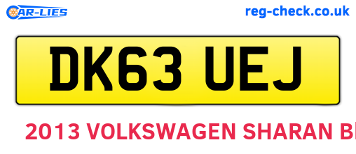 DK63UEJ are the vehicle registration plates.