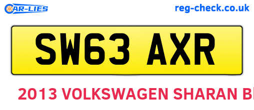 SW63AXR are the vehicle registration plates.