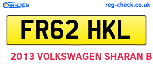 FR62HKL are the vehicle registration plates.