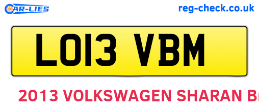 LO13VBM are the vehicle registration plates.