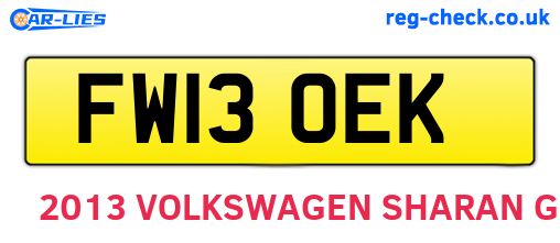FW13OEK are the vehicle registration plates.