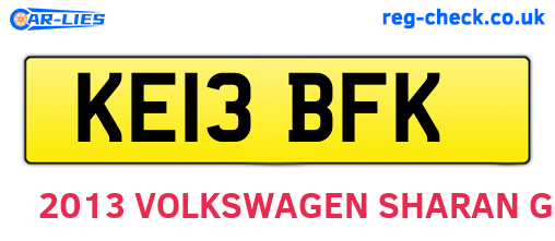 KE13BFK are the vehicle registration plates.