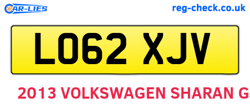 LO62XJV are the vehicle registration plates.