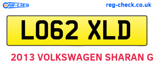 LO62XLD are the vehicle registration plates.