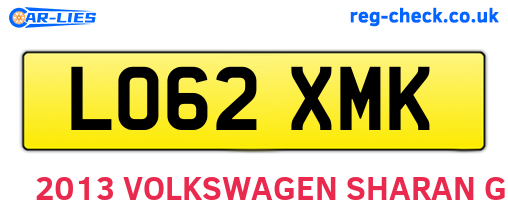 LO62XMK are the vehicle registration plates.