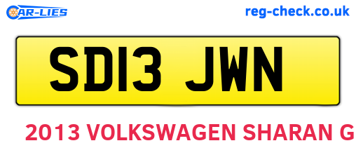 SD13JWN are the vehicle registration plates.