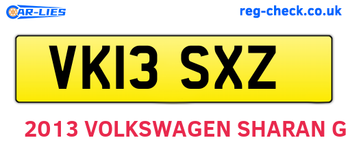 VK13SXZ are the vehicle registration plates.