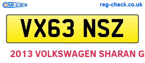 VX63NSZ are the vehicle registration plates.