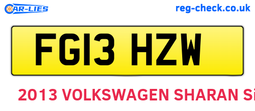 FG13HZW are the vehicle registration plates.