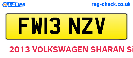 FW13NZV are the vehicle registration plates.