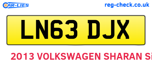 LN63DJX are the vehicle registration plates.
