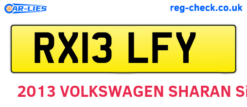 RX13LFY are the vehicle registration plates.