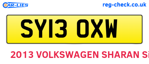 SY13OXW are the vehicle registration plates.
