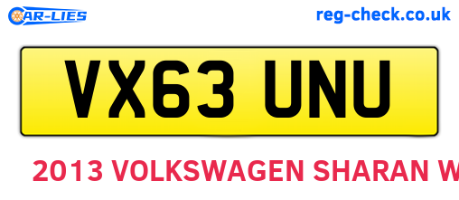 VX63UNU are the vehicle registration plates.