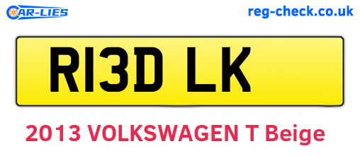 R13DLK are the vehicle registration plates.