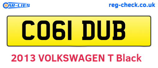 CO61DUB are the vehicle registration plates.