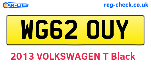 WG62OUY are the vehicle registration plates.