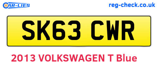 SK63CWR are the vehicle registration plates.